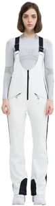 HIGH EXPERIENCE Ski Bib Pants for Women Snow Skinny Overalls Soft Shell Slim Fit Fitted Snowboard Suspenders Waterproof Warm (Medium, White)