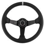 Steering Wheel 350mm 14in for SPARCO Style 6 Bolt Black Car Modified Accessory Leather Racing Steering Wheel W Horn