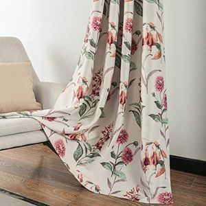 Leeva Window Treatment Curtains for Studio, Modern Red Floral Print Pattern Light Blocking Blackout Windows Curtain for Living Room, 52 x 84, Set of 2