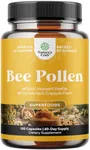 Bee Pollen Supplement 1000mg per Serving - Pure Bee Pollen Capsules with Naturally Occurring B Vitamins Minerals & Enzymes - Bee Pollen Pills Made Vegetarian Non-GMO & Gluten Free (60 Servings)