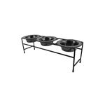 Platinum Pets Triple Modern Diner Stand with 8-Ounce Stainless Steel Pet Bowls in Black Chrome