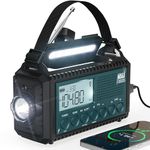 NOAA Emergency Weather Alert Radio, 5000 Large Capacity Hand Crank Solar Powered AM/FM/Shortwave Radio for Home, Portable LED Camping Flashlight Reading Lamp, Phone Charger Earphone Jack,SOS Alarm