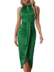 Allegra K Women's Halterneck Cocktail Dress with Narrow Tulip Hem and Bodycon Cut, Green, L
