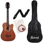 Juârez JRZ38C/MAH 6 Strings Acoustic Guitar 38 Inch Cutaway, Right Handed, Mahogany with Bag, Strings, Picks and Strap