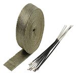 ETOPARS 2.5 cm x 5 m Titanium Thermal Exhaust Tape Protection Tape Motorcycle Pipe Exhaust Manifold with 6 Cable Ties