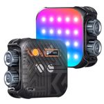 K&F Concept Magnetic RGB Video Light, 360° Full Color Portable Photography Light w 21 Light Effects, 2500K-9900K CRI 96+, Rechargeable Camera Light for Vlog Selfie Studio, Black