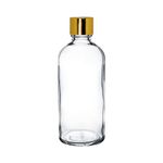 nsb herbals 100 ML Clear/Transparent Round Empty Glass Bottle + Gold Seal Cap + Safety Plug Refillable, Leak Proof For Essential Oils, Perfumes (Pack Of 6)