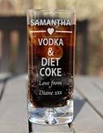 The Great Gifts Company Engraved Vodka & Diet Coke Glass Birthday etc Gift Heart