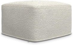 SIMPLIHOME Chantal Contemporary Square Pouf in Ivory Boucle for The Living Room, Bedroom and Kids Room