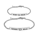 Mommy Bear and Baby Bear Bracelet Set Mommy and Me Jewely Baptism Gift for New Born Baby (Mommy baby bear set S)