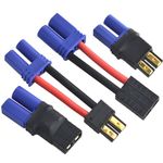 BOEEA RC LiPo Battery Connector Adapter Compatible with TRX Traxxas Lipo Battery Plug to EC5 Male Female on ESC Charger(2 Pairs)