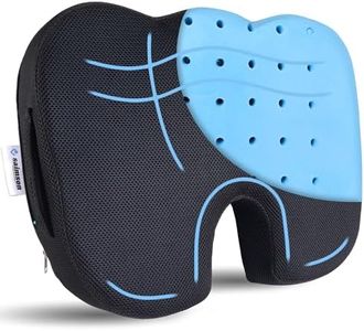 saimson Cooling Gel Memory Foam Orthopedic Coccyx Cushion For Tailbone Pain -Tailbone Pillow For Sitting Comfort-Coccyx Seat Cushion For Coccyx,Sciatica,Lower Backpain Relief(18 * 14 * 3 Inch).,Black