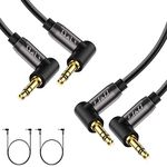 J&D (2 Pack) Gold Plated 3.5mm Stereo Audio Aux Cable 90 Degree Right Angle for iPhone, iPod, iPad, Samsung Galaxy, LG, Speakers and All Other devices, 3 Feet