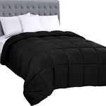 Utopia Bedding All Season 250 GSM Comforter - Plush Siliconized Fiberfill Comforters Queen Size - Box Stitched (Full/Queen, Black)