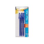 Paper Mate Erasermate Stick Medium Tip Ballpoint Pen, 3 Blue Ink Pens (3150458PP)