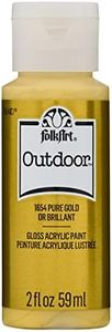 FolkArt Outdoor Acrylic Paint in Assorted Colors (2 Ounce), 1654 Metallic Pure Gold