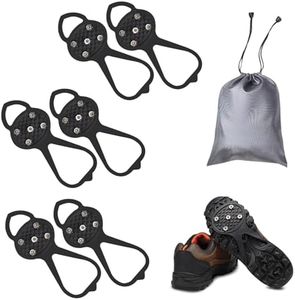 3 Pairs Non Slip Gripper Spike, Ice Grippers Traction Cleats Snow Shoe Spikes Grips Crampons with 10 Steel Studs Cleats
