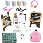 27 Pcs School Supplies Set, Mini 1:12 Scale Doll School Supplies Include 11 Kind of Dollhouse Accessories for Girls Gift,Decorations,Doll Accessories