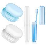 4 Pcs Travel Soap Case Toothbrush Case Set Plastic Soap Box Soap Dish With Lid and Toothbrush Holder Travel Soap Holder Travel For Home,Travel,Camping