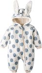 Simplee kids Baby Boys' Girls' Hooded Winter Outerwear Snowsuit Newborn Infant Warm Fleece Jumpsuit Romper for Toddler 12 Months (Blue Dots)