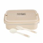 DUBBLIN Brunch Stainless Steel Lunch Box Insulated Airtight Spill Proof with Vacuum Seal on lid, Spoon and Fork, 750 ml, Cream