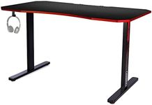 OVERDRIVE CX2 Series Gaming Carbon Fiber Style Computer PC Desk, Black and Red, with Headset Holder, Gaming Mouse Pad