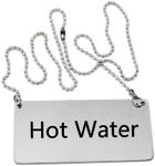 New Star Foodservice 27501 Stainless Steel Chain Sign, (Hot Water), 3.5"x 1.5", Set of 2