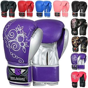 BeSmart Kids Boxing Gloves Junior Mitts 4oz, 6oz Punch Bag Children MMA Youth P (Purple, 4 Oz)