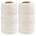 G2PLUS 2x100M Beige Cotton String Twine -2MM Craft Cotton Cord - 3Ply Cotton Butchers Thread Twine Perfect for Cooking, DIY Crafts and Handmade