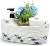 Small Baskets for Gifts Empty Cute Decorative Basket for Gifts White Woven Gift Basket with Handle Boho Decor for Bathroom Shelves Bedroom Nursery Entryway (Navy Blue)