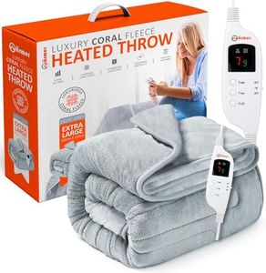 Wärmer Electric Heated Throw Blanket - Extra Large 200 x 130cm Digital Controller - Timer, 9 Heat Settings, Auto Shutoff - Machine Washable - Light Grey