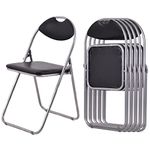 TANGZON 2/4/6 Pack Folding Chairs, Metal Frame Padded Conference Chairs, Easy Storage Dining Desk Chairs for Kitchen Office School Event (6 Pack)