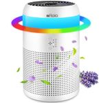 Afloia Air Purifiers for Bedroom Home, Small Air Purifier with Fragrance Sponge, 7-Color Mood Light & 3-Speed Fan, H13 True HEPA Air Filter for Pet Dander Smoke Dust Pollen, DEMI White