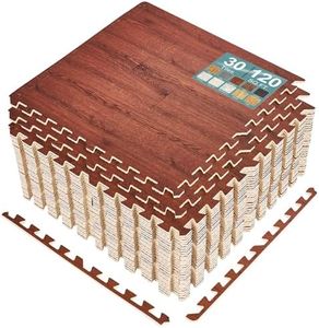 Sorbus 120 Sq. Ft. Wood Grain Floor Tiles Foam Mat EVA Interlocking Mats Tile 3/8-Inch Thick Flooring Wood Puzzle Exercise Mats w/Borders - Home Playroom Basement, Apartment, Trade Show, Baby, Dance