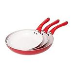 Jean-Patrique Bio Supreme Non-Stick Frying Pans Set 3 Piece (Red) - Ceramic Nonstick Frying Pan Induction Compatible, Non Stick Frying Pan Set