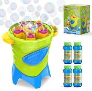 Automatic Bubble Machine for Kids - High Output Bubble Fountain Maker with 20000 Bubbles Per Minute - Includes 4 Solutions for Outdoor Toddler Toys and Backyard Parties Wedding