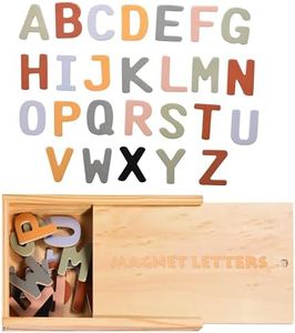 Fridge Alphabet Magnets for Toddlers - Letter Magnet for Kids - Large Magnetic ABC Toddler Toys to Stick on Refrigerator and Other Metallic Surface - Big and Colorful Letter Wood Magnets for Baby