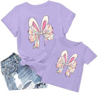 Mommy and Me Easter Outfits Mama and Me Bunny Matching Shirts Coquette Bow Bunny Ears Tee Matching Family Easter Outfits