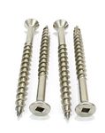 #10 x 3 Stainless Deck Screws, (100 Pack), Square Drive, Type 17 Wood Cutting Point, by Bolt Dropper, 18-8 (304) Stainless Steel, Hidden Fasteners.