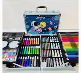 Art Set Box & Drawing unicorn & Space colour Kit 145 colour set, with Crayons, Oil Pastels, Colored Pencil Deluxe birthday Gift box - 1pice (Space)