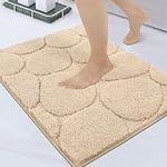 SHACOS Bath Mat 50 x 80 cm Non-slip Bath Mats for Bathroom, Super Absorbent and Microfiber Fluffy Shaggy Bath Mat and Rug, Machine-washable Shower Floor Mat for Bathroom Floor, Tub (Beige)