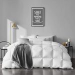 APSMILE Oversized King Feather Down Comforter - Ultra Soft All Seasons 100% Organic Cotton Feather Down Duvet Insert Medium Warm Quilted Bed Comforter with Corner Tabs (120x98, Ivory White)