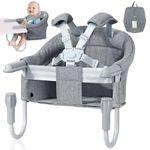 Orzbow Hook-on Seats,Portable Hook on High Chair with 5-Point Safety Harness,Shoulder Strap Mats and Removable Seat Cushion,Stable Clip on Baby Chair for Home and Restaurant (Grey)