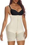 YIANNA Shapewear for Women Tummy Control Body Shaper Hooks Fajas Colombianas High Compression Butt Lifter Zip Crotch Bodysuit Beige 7243 XL