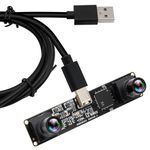 ELP Global Shutter USB Camera 120 fps 3D Sync Dual Lens USB Camera Module with 90 Degree Distortion Free USB Camera for PC Computer Plug and Play for Face Recognition Scanning QR Codes