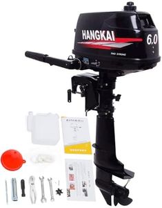 BJTDLLX 6HP Outboard Motor, 2 Stroke 6HP Heavy Duty Outboard Boat Motor Engine, Fishing Inflatable Fishing Boat Power Engine Boat Engine with Water Cooling & CDI Ignition System -Short Shaft