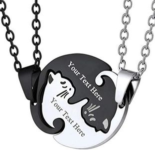 PROSTEEL Cat Ying Yang Necklace Pendant Customized Name Couple Lover Women Men Friendship Necklaces Matching Cute Puzzle Cats