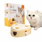 BarkButler x FOFOS ErratiCat Cheese Box Cat Toy - White & Yellow, Motion Activated, Random Movement, Real Feathers, Battery-Operated, Auto-Sleep Mode, Interactive Cat Toys for All Ages & Breeds