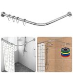 Strength Enemy Adjustable L Shaped Shower Curtain Rod Rustproof Expandable Stainless Metal Shower Rod Rack 27-39×43-67 Inches, Drill Free Install, for Bathroom, Clothing Store, Private space
