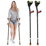 ELorgzem Forearm Crutches, Adjustable Crutches for Adults, Lightweight Crutches for Adults with Cuffs,Suitable for Adults with Leg Injury, Red (Pair)